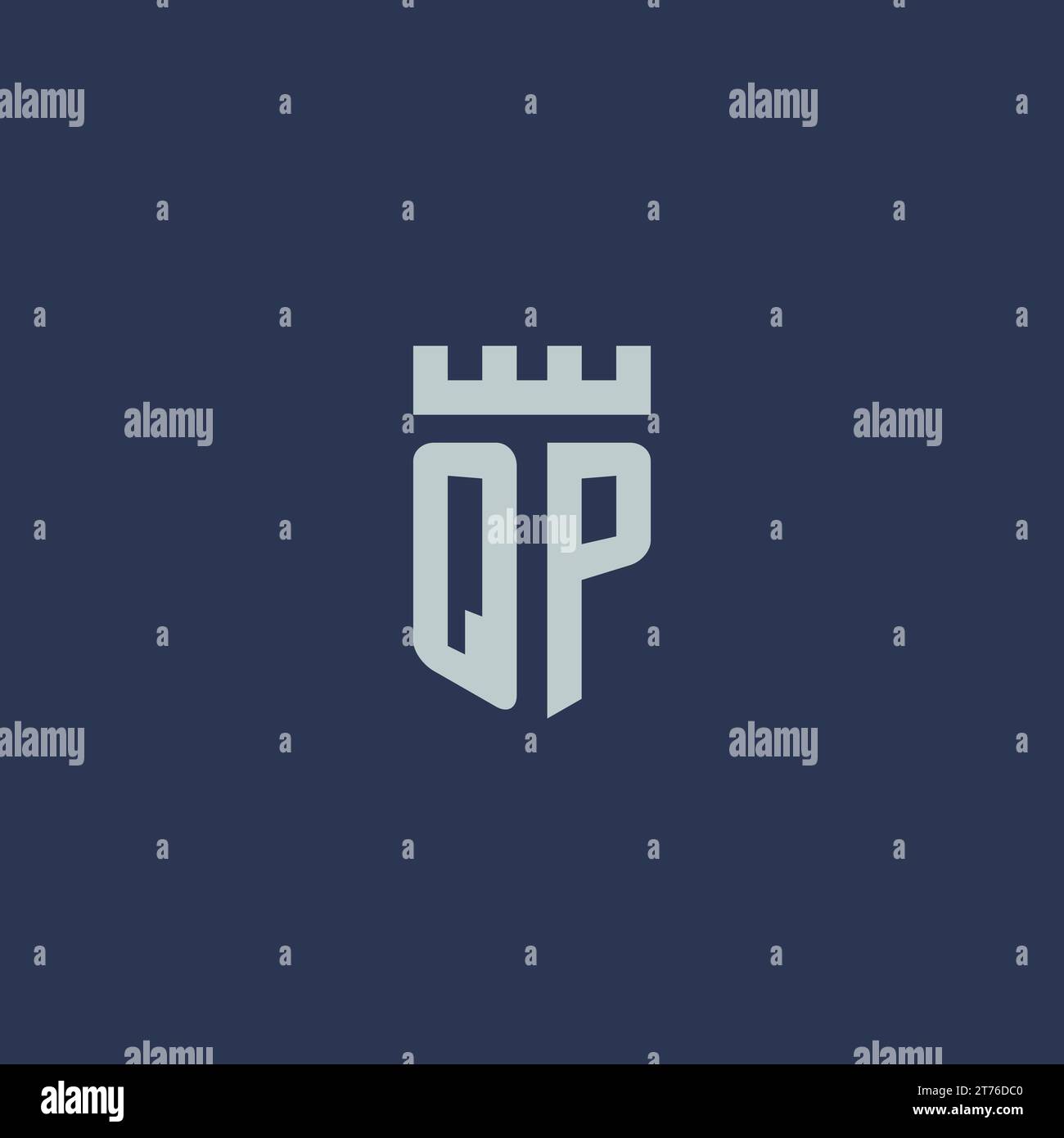 QP Logo Monogram With Fortress Castle And Shield Style Design Ideas