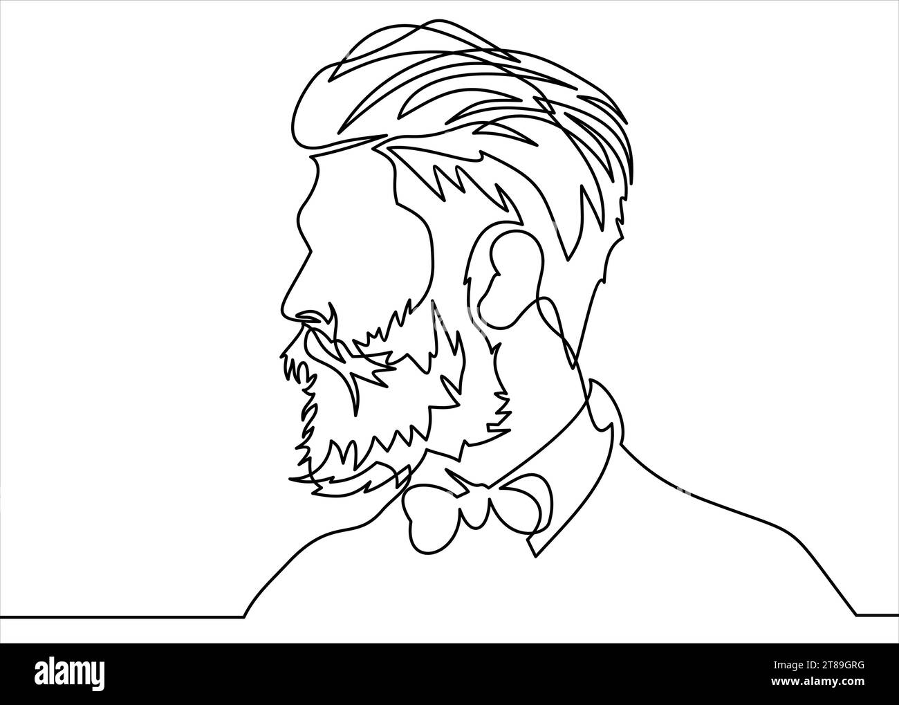 Continuous One Line Drawing Of Man Portrait Hairstyle Fashionable Men