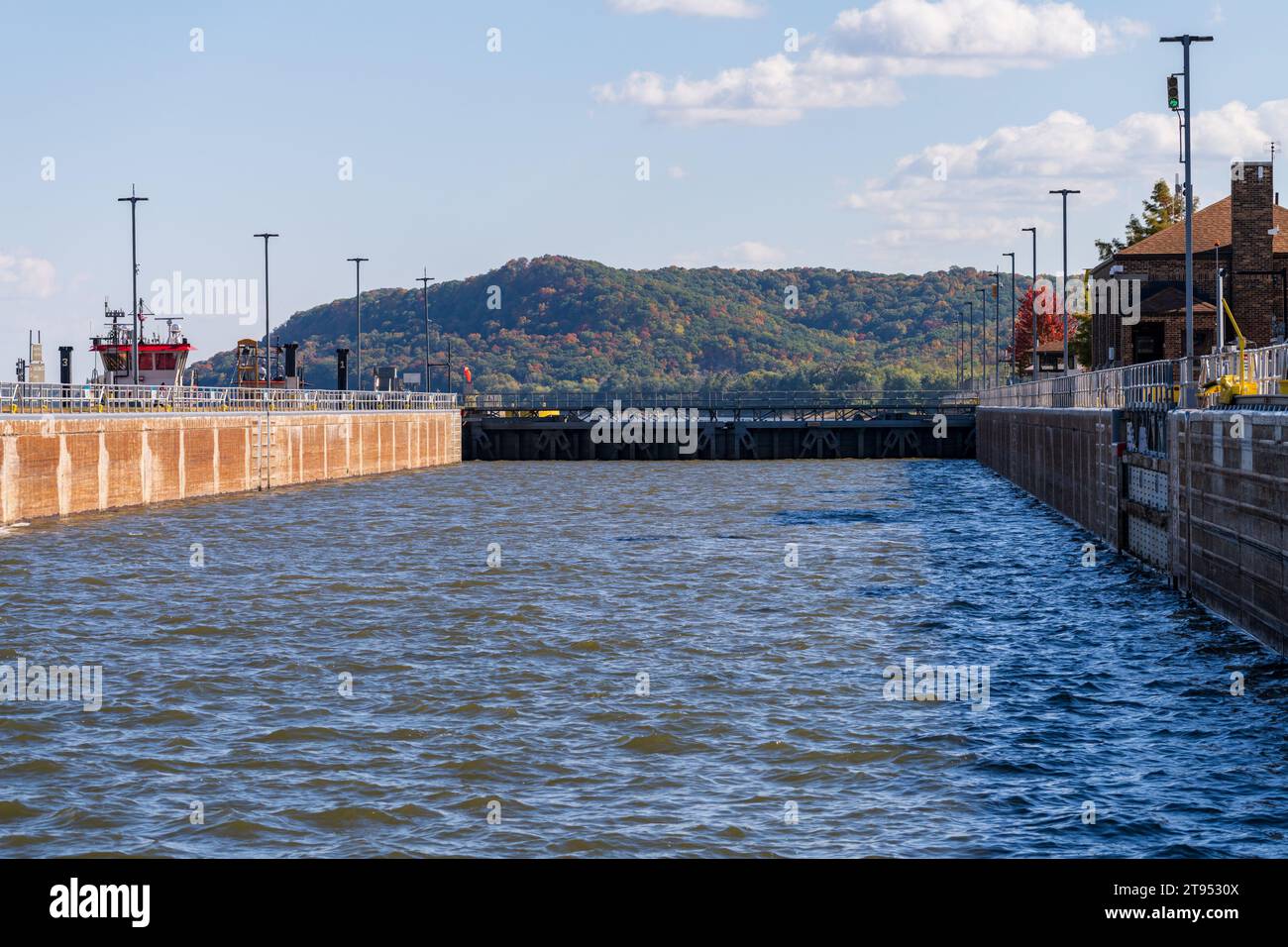 Sailing Into The Lock And Dam No On Upper Mississippi Near Hannibal