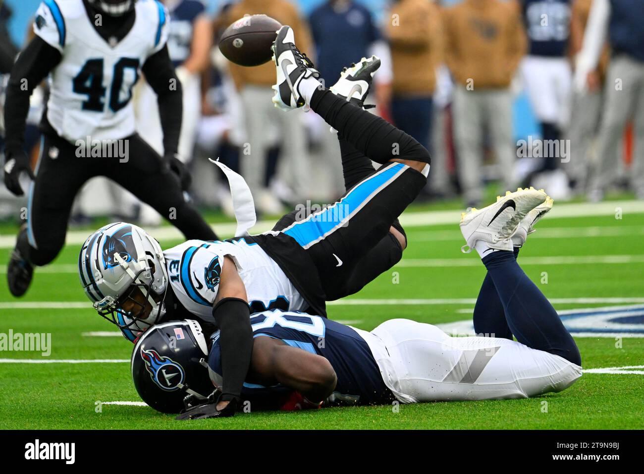 Carolina Panthers Cornerback Troy Hill Breaks Up A Pass Intended