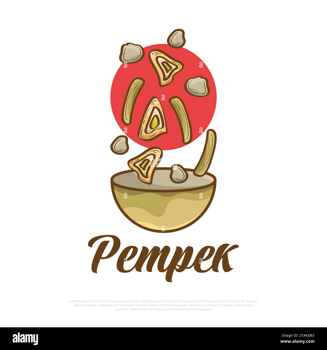 Illustration Of Pempek Falling Into The Bowl Indonesian Traditional