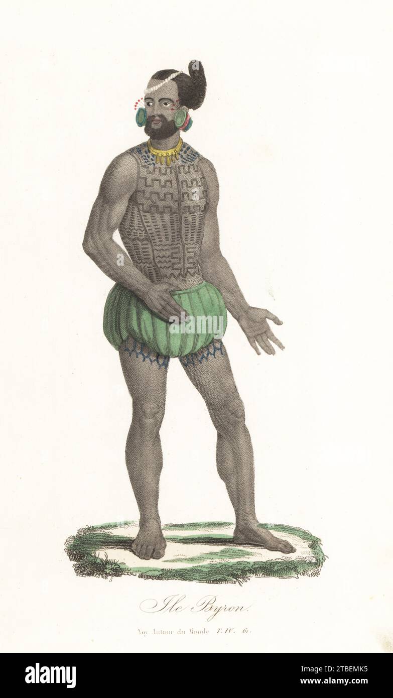 Portrait Of Chief Larik Marshall Islands He Wears A Plant Fibre Skirt