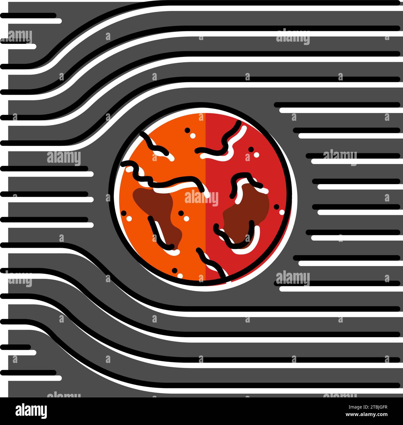 Martian Solar Wind Mars Planet Color Icon Vector Illustration Stock