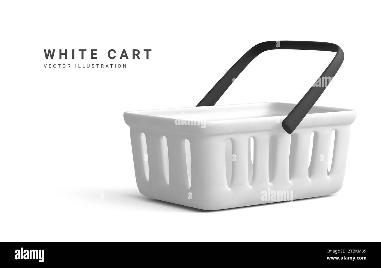 White Empty Shopping Basket Online Store Realistic Shopping Cart