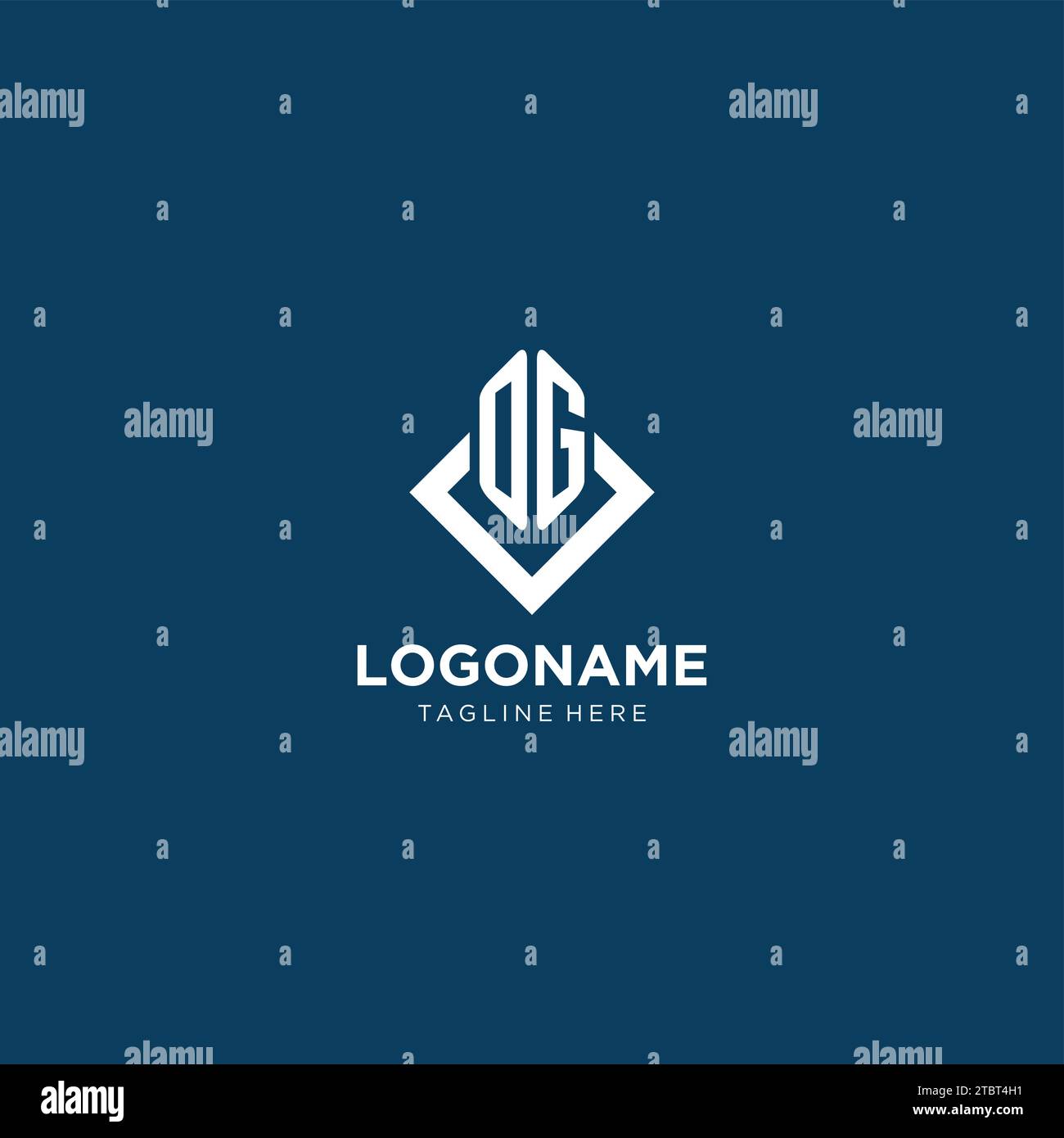 Initial OG Logo Square Rhombus With Lines Modern And Elegant Logo