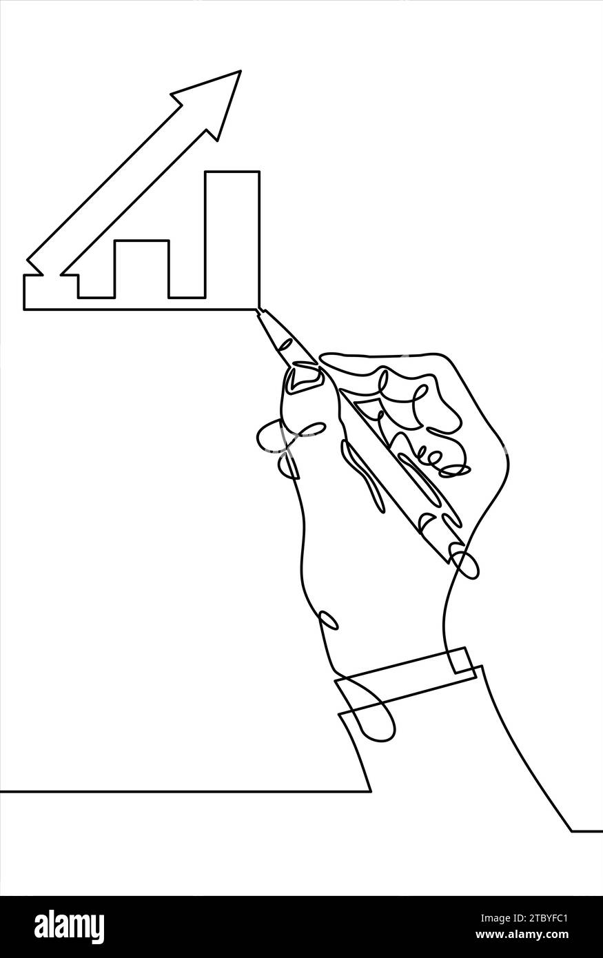 Growth Graph Concept Businessman Draws A Chart Of Financial Growth