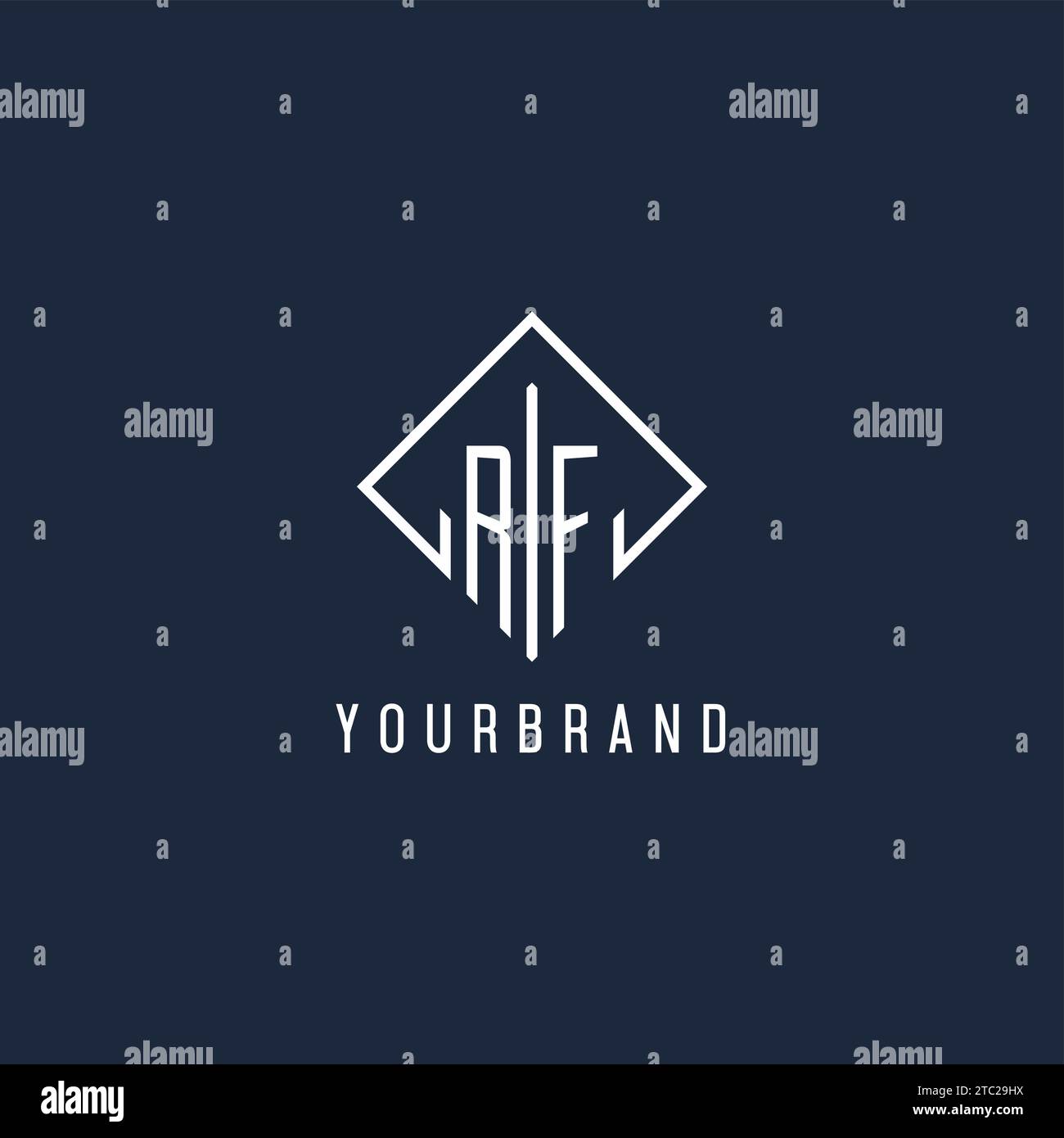 Rf Initial Logo With Luxury Rectangle Style Design Vector Graphic Stock