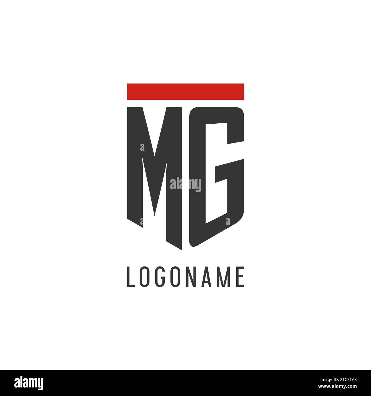 MG Initial Esport Logo With Simple Shield Design Style Vector Graphic