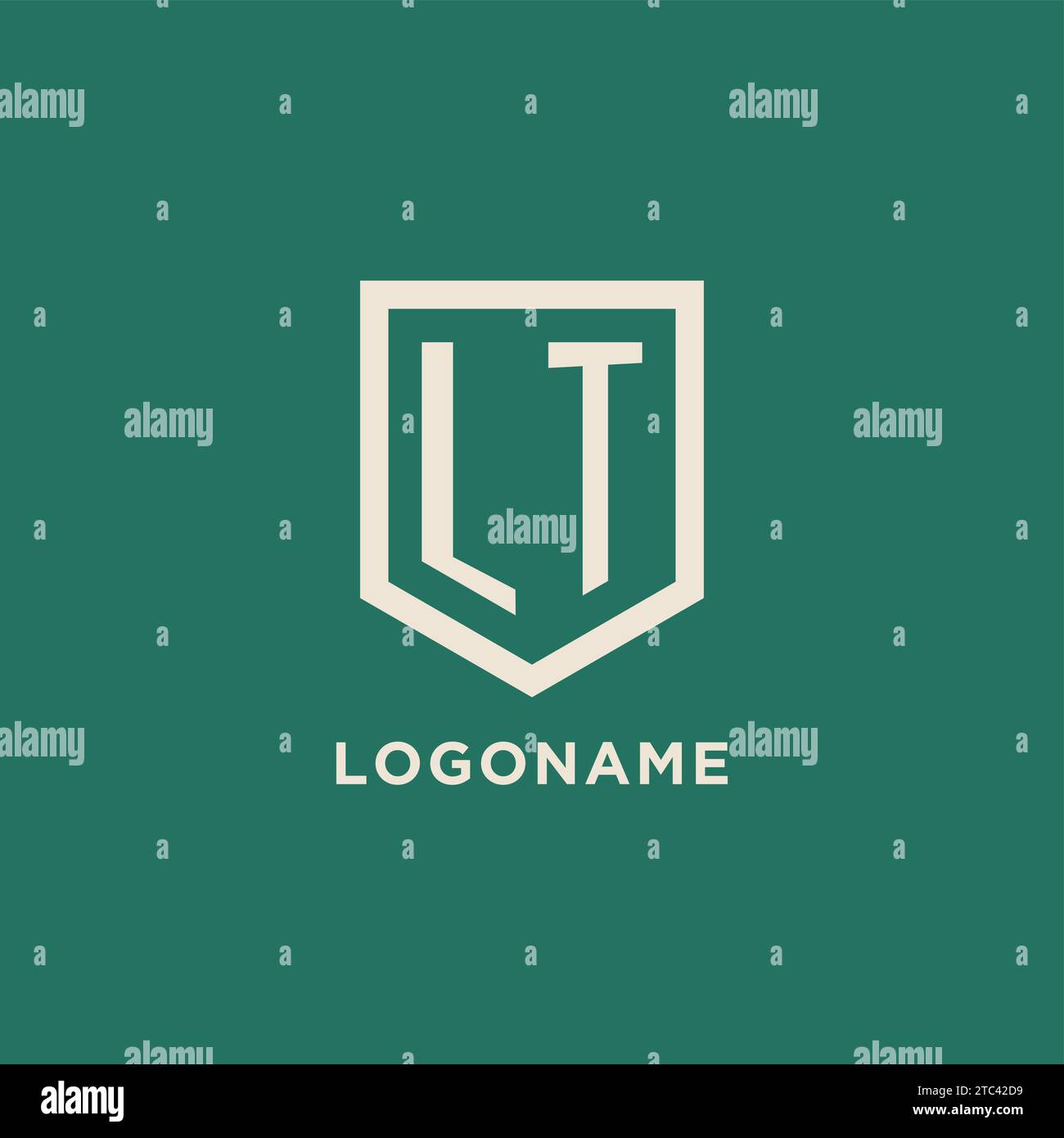 LT Initial Logo Monogram Shield Geometric Shape Design Vector Graphic