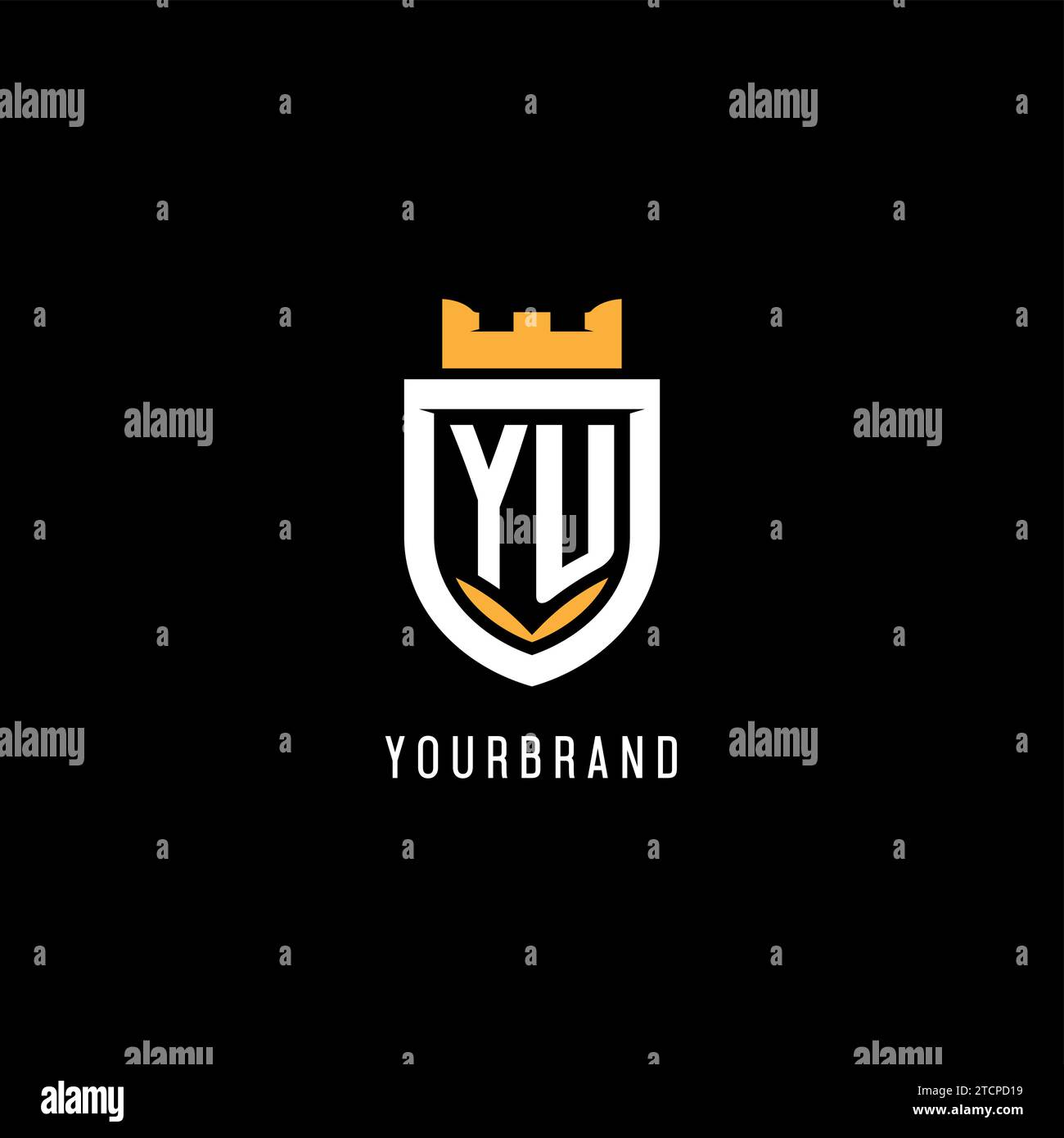 Initial YU Logo With Shield Esport Gaming Logo Monogram Style Vector