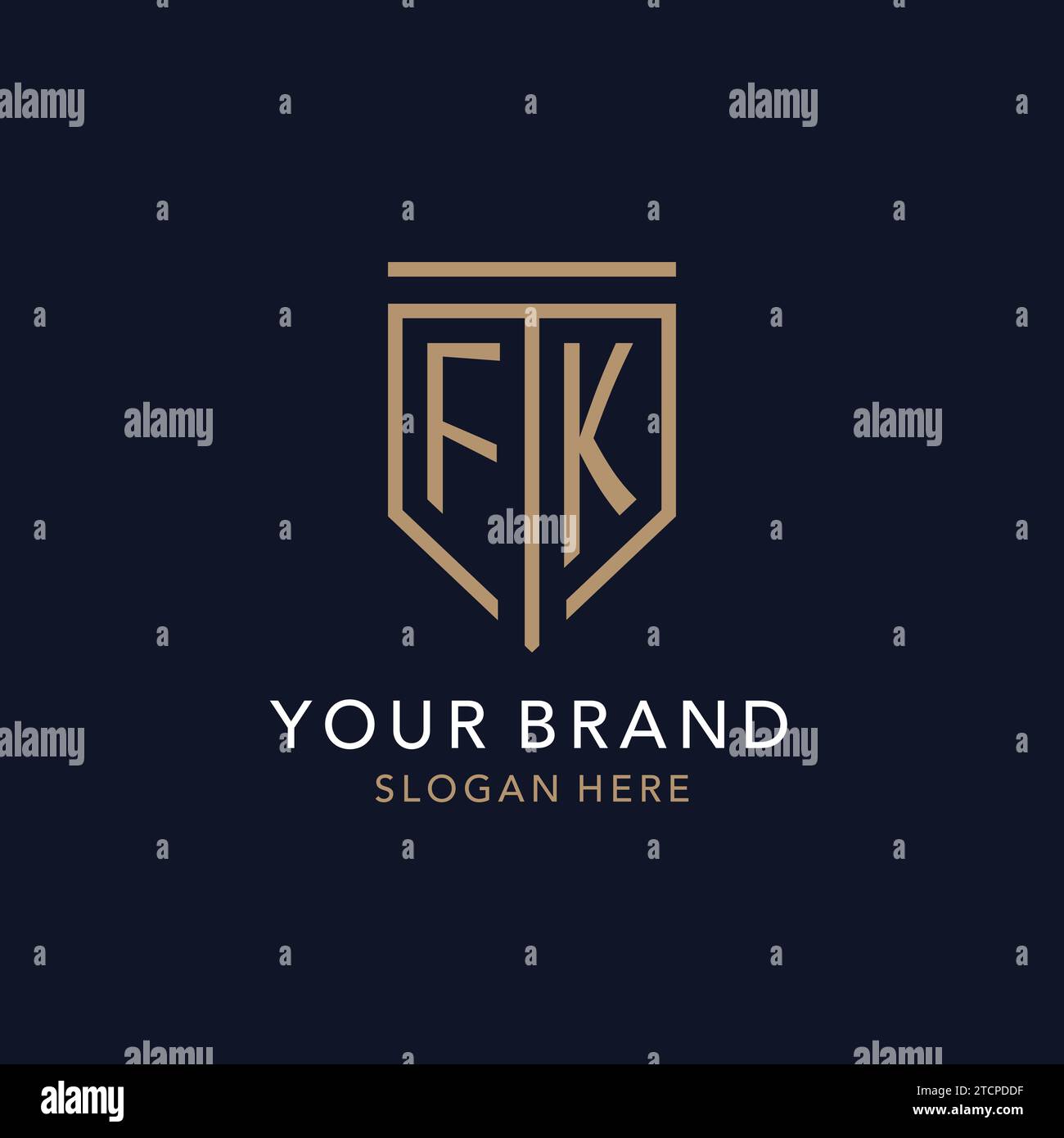 Fk Initial Logo Monogram With Simple Luxury Shield Icon Design