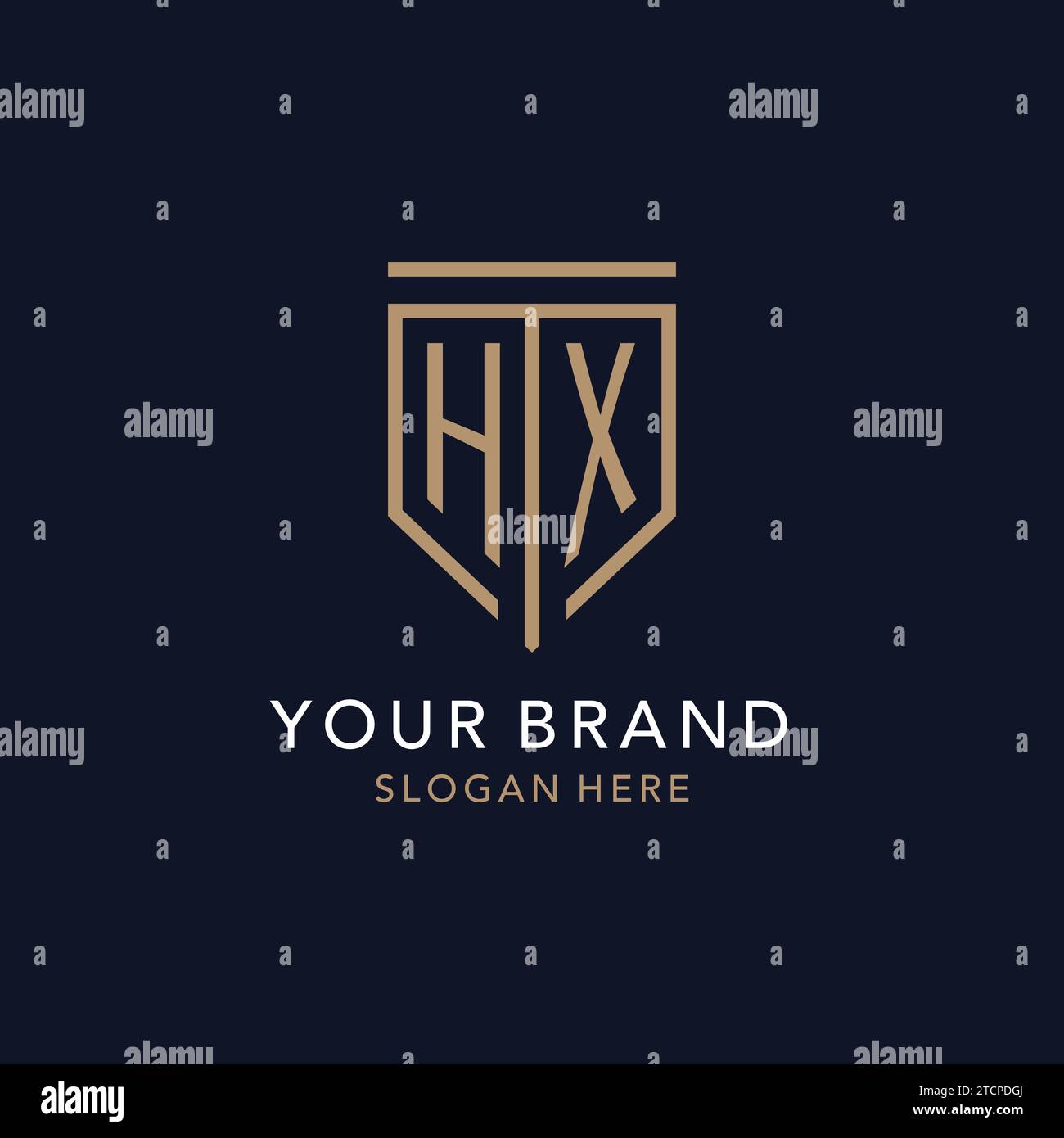 HX Initial Logo Monogram With Simple Luxury Shield Icon Design