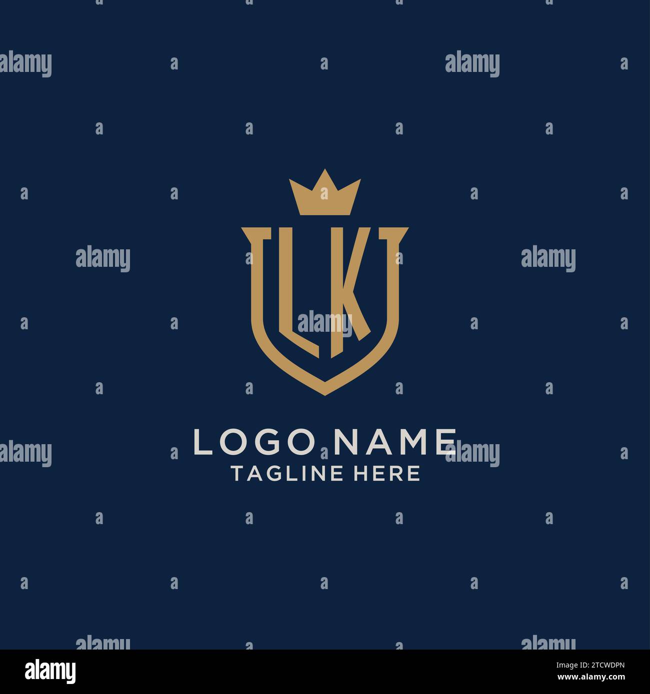 LK Initial Shield Crown Logo Vector Graphic Stock Vector Image Art