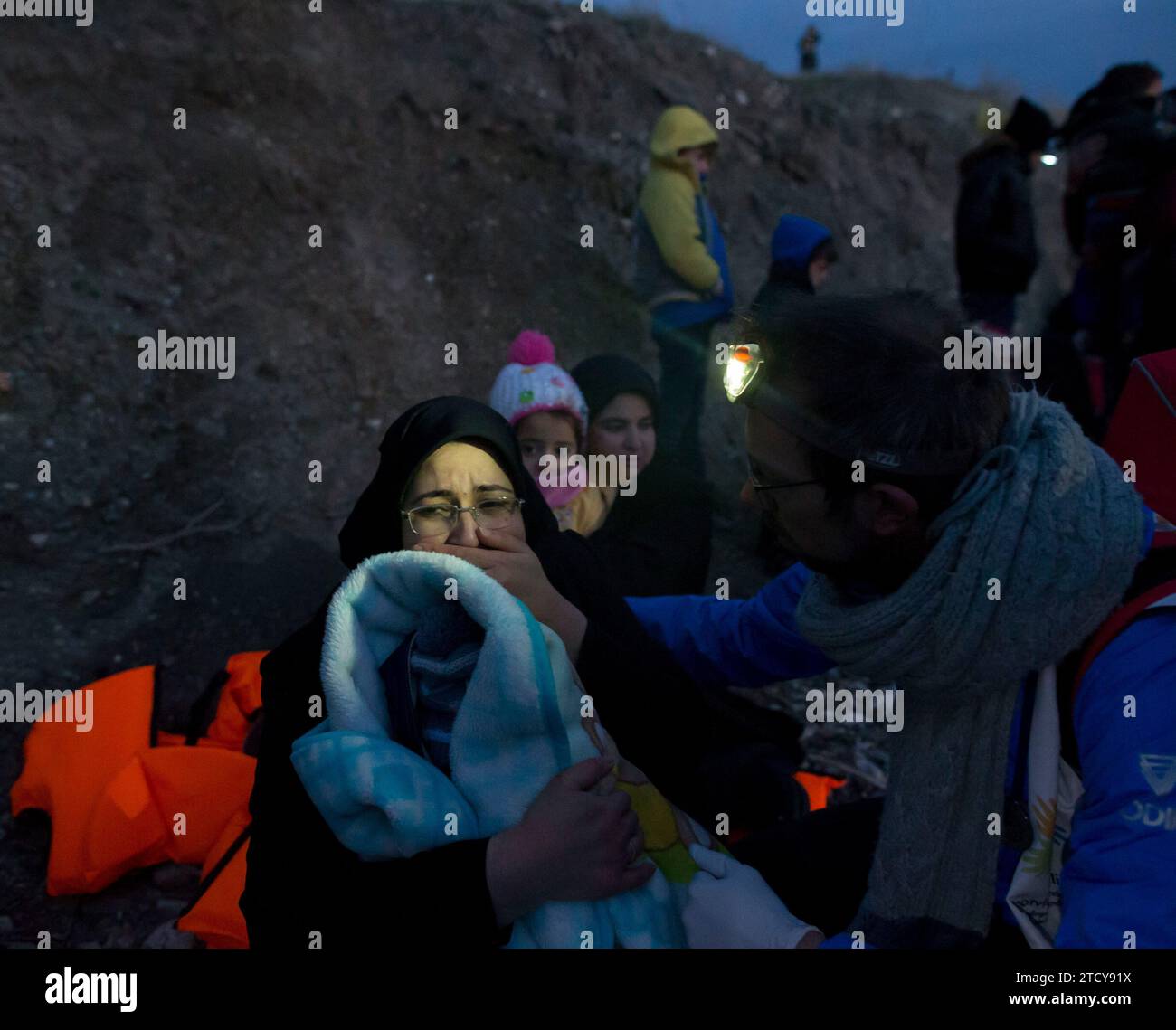 Lesvos Greece 01 02 2016 Refugees From Turkey Arrive On The Beaches