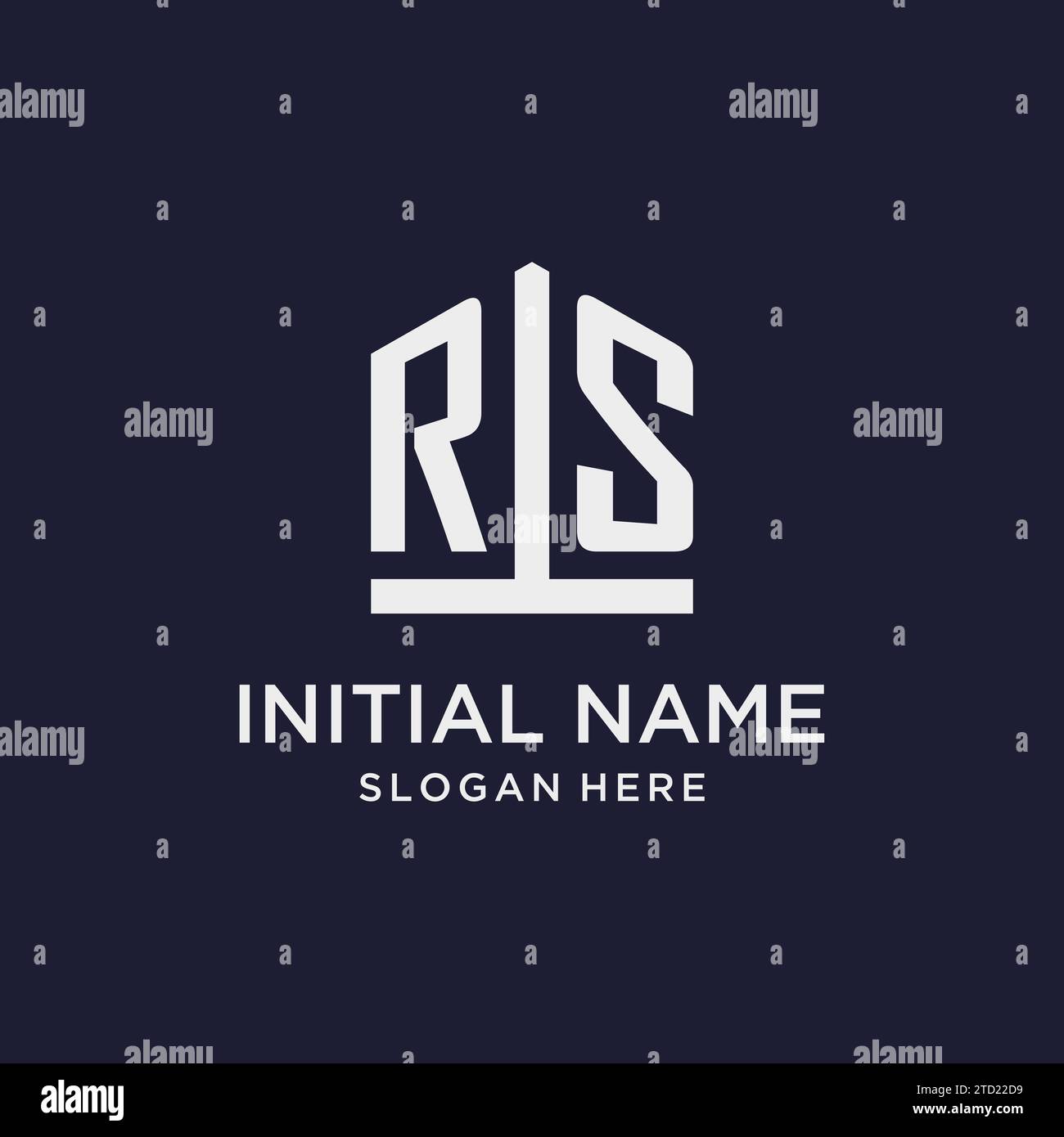 RS Initial Monogram Logo Design With Pentagon Shape Style Design Ideas