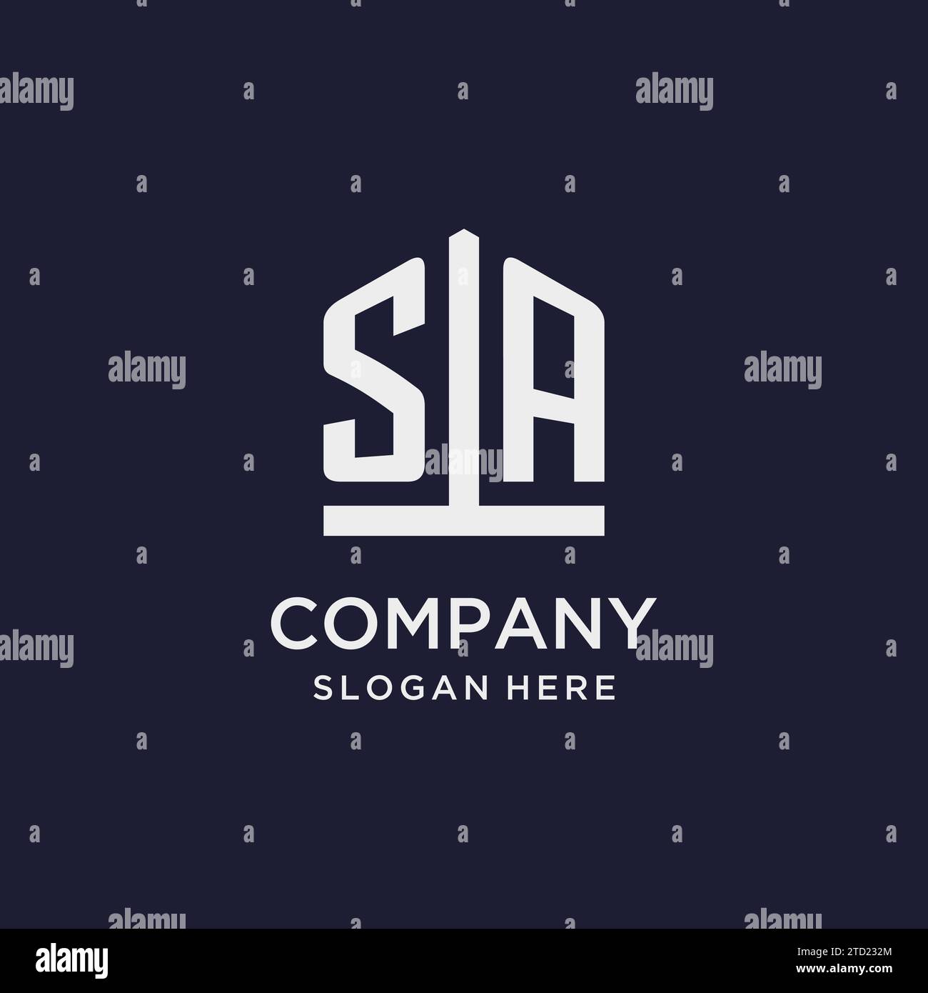 Sa Initial Monogram Logo Design With Pentagon Shape Style Design Ideas