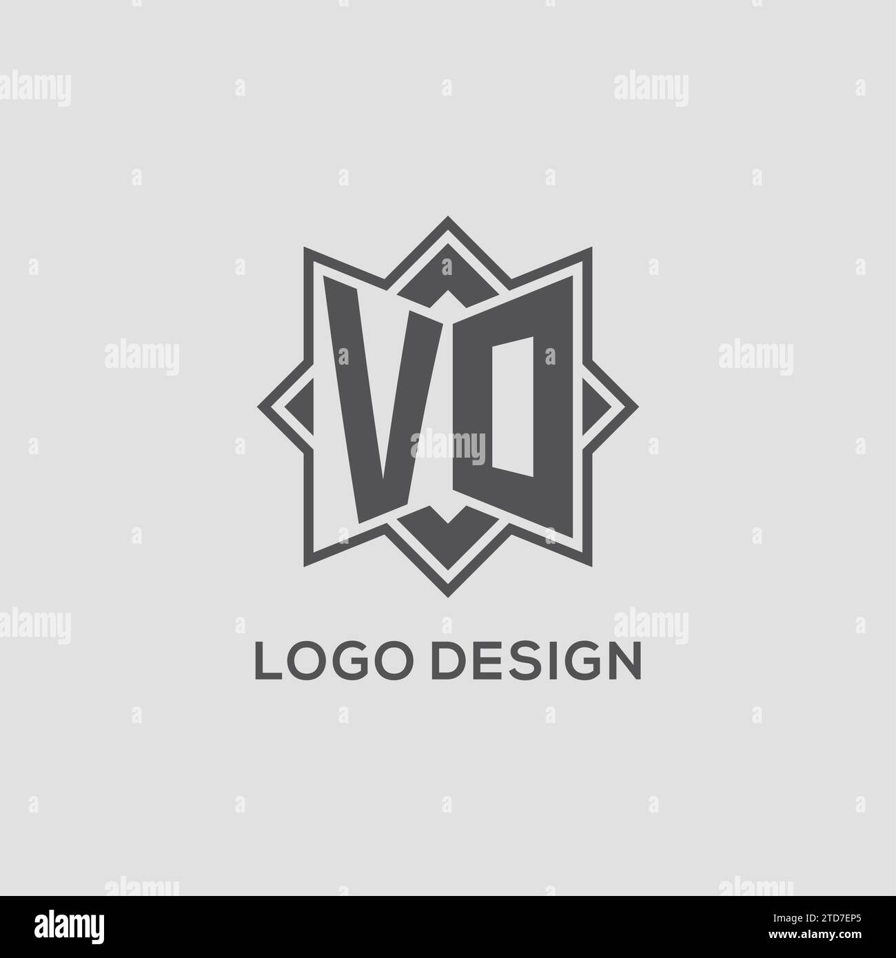 Monogram Vo Logo With Eight Point Star Style Design Vector Graphic