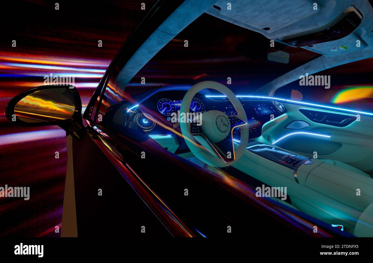 Mercedes Benz Eqs Futuristic Interior Stock Photo Alamy
