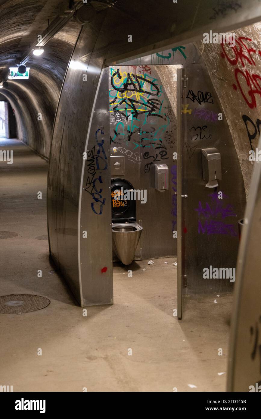 Stainless steel toilets in Grič Tunnel Tunel Grič a historic