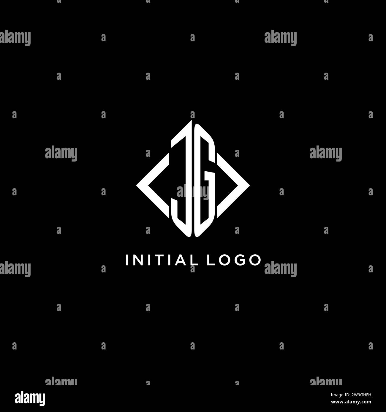 JG Initial Monogram With Rhombus Shape Logo Design Ideas Stock Vector