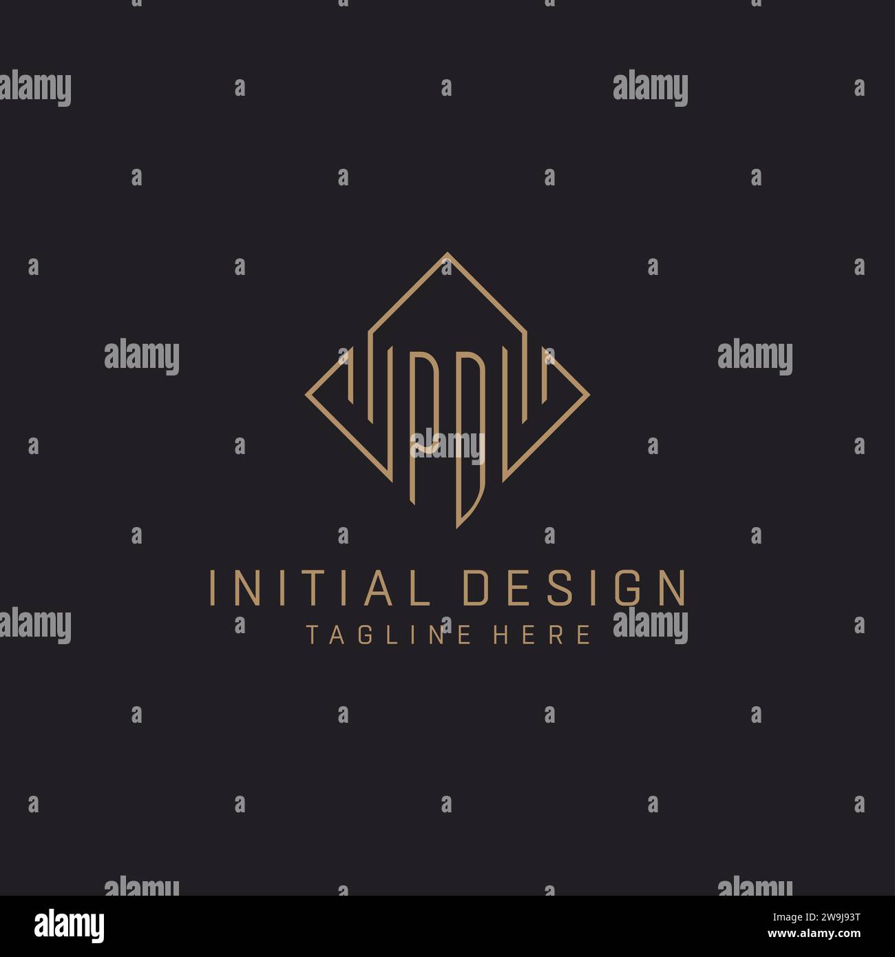 Monogram Pd With Rhombus Line Logo Style Luxury Elegant Logo Design