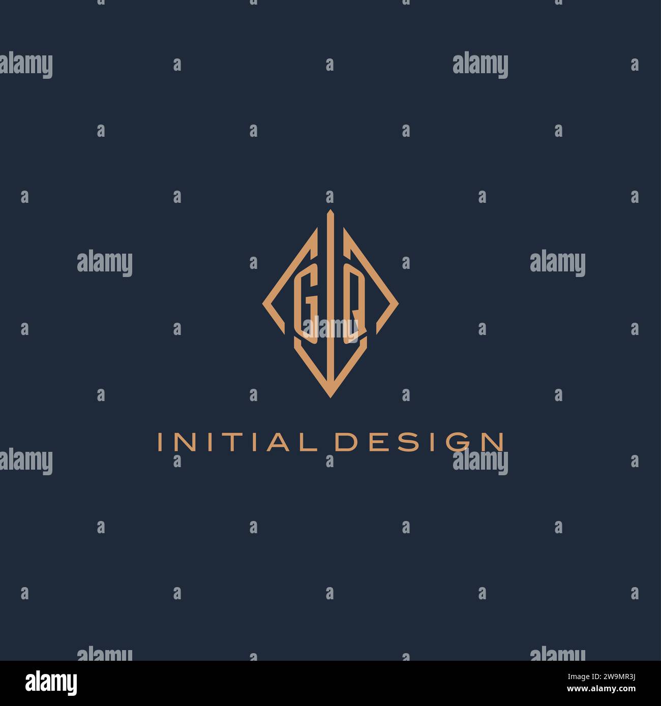 Monogram Gq Logo With Diamond Rhombus Style Luxury Modern Logo Design