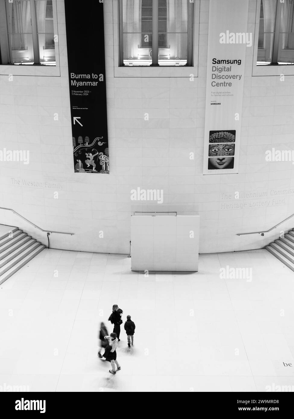 B W The Great Court With Central Reading Room The British Museum