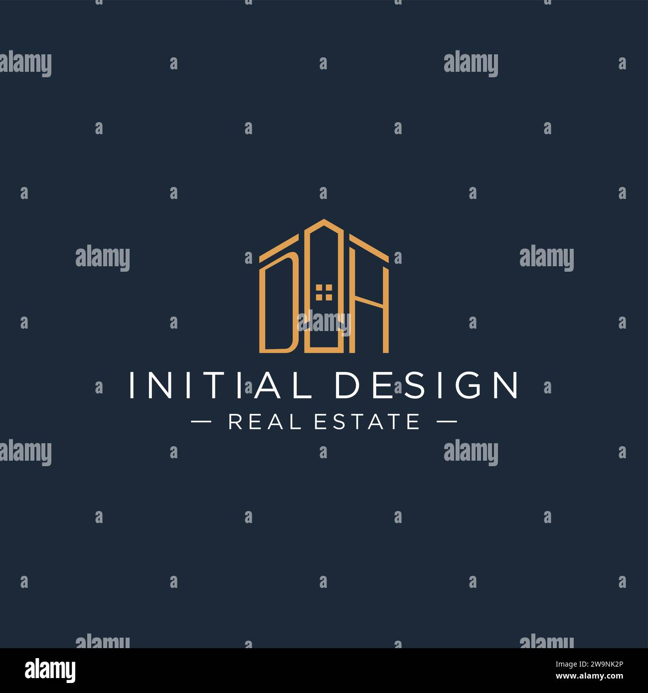 Initial Letter Dh Logo With Abstract House Shape Luxury And Modern