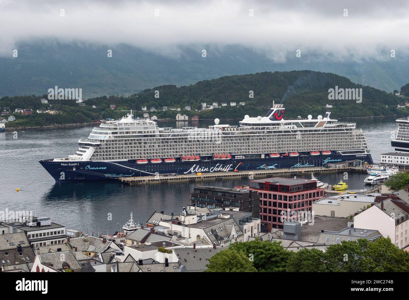 The Mein Schiff Cruise Ship Moored In Lesund Norway From The Askla