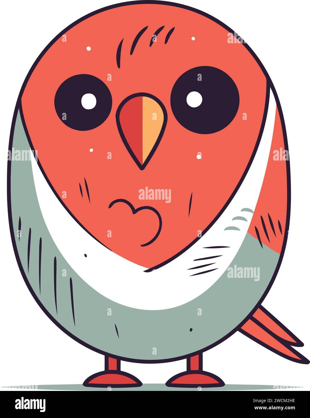 Cute Cartoon Red Bird Vector Illustration In A Flat Style Stock Vector