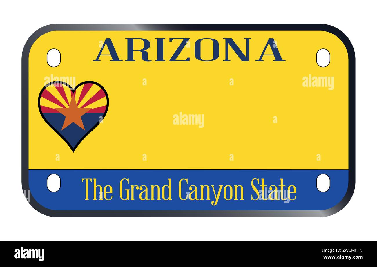 Arizona State Usa Motorcycle Licence License Plate Over A White