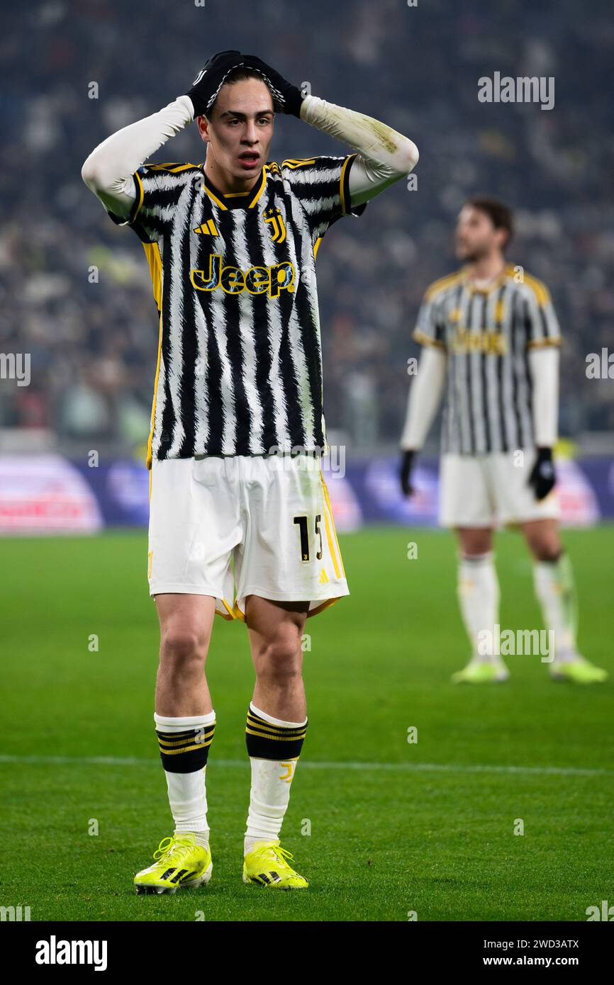 Turin Italy January Kenan Yildiz Of Juventus Fc Looks