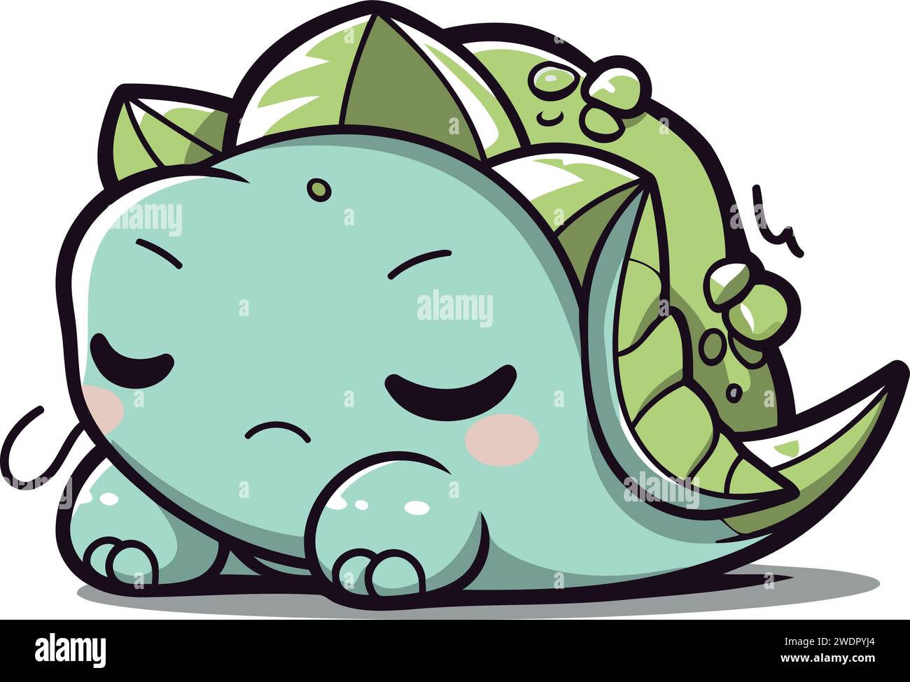 Triceratops Dinosaur Sleeping Cute Cartoon Character Vector