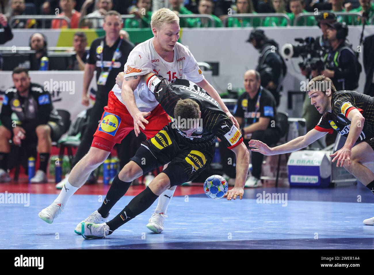 Christoph Steinert Of Germany Is Blocked By Magnus Saugstrup Jensen Of