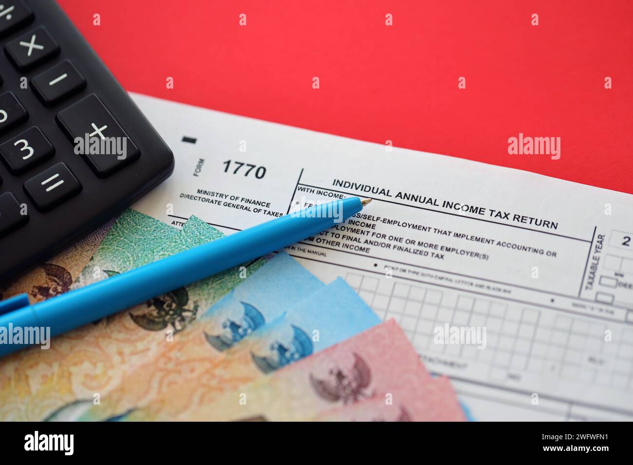 Indonesian Tax Form Individual Income Tax Return And Pen On Table