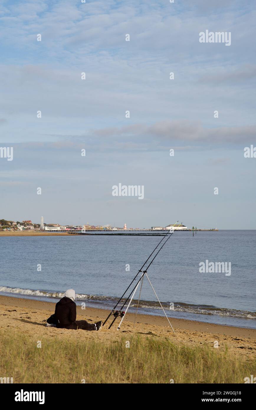 Beach Casting At Clacton On Sea Stock Photo Alamy