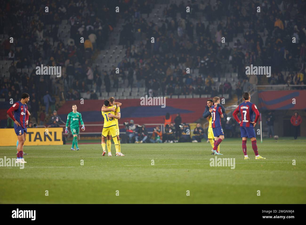 Barcelona Spain 27th Jan 2024 Villarreal Players Celebrate The