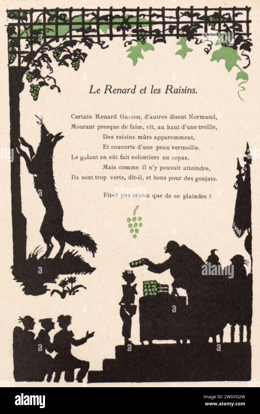 Avelot Fables De La Fontaine Le Renard Et Les Raisins Stock Photo