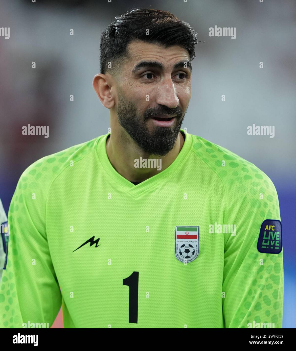 Doha Qatar February Goalkeeper Alireza Beiranvand Of Iran Looks