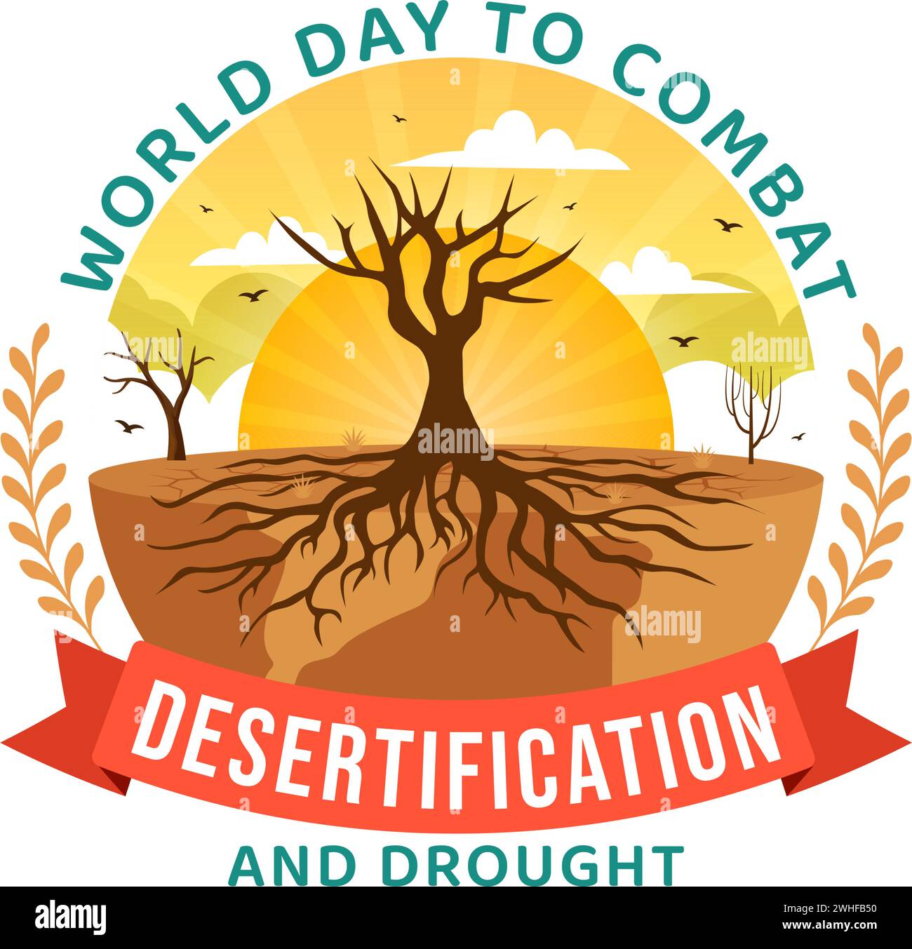 World Day To Combat Desertification And Drought Vector Illustration