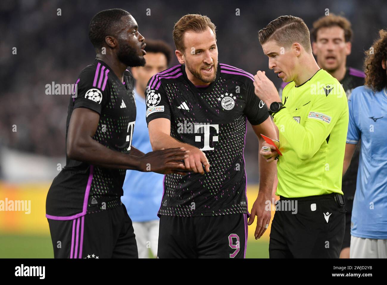 Ejection Of Dayot Upamecano Of Bayern Munchen By The Referee Francois