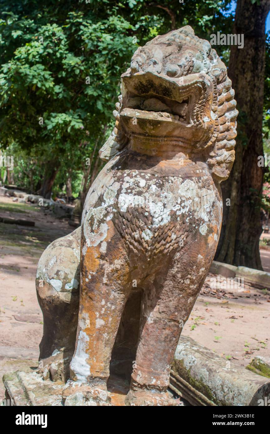 Ancient Stone Statue Of The Guardian Creature In Form Of A Lion At