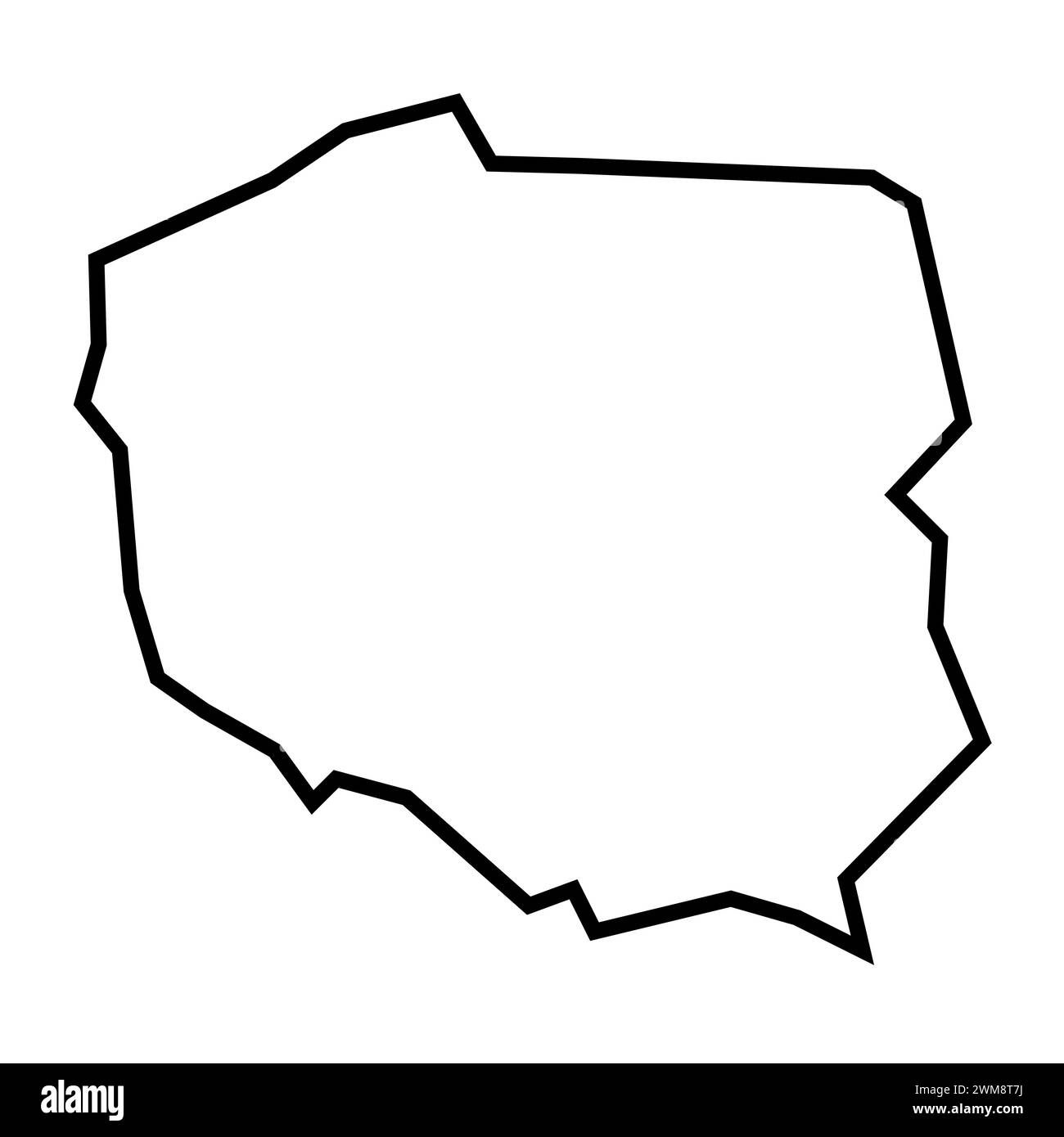 Poland Country Thick Black Outline Silhouette Simplified Map Vector