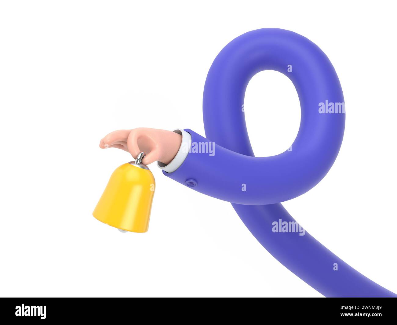 Cartoon Gesture Icon Mockup Cartoon Hand Holding Bell D Rendering On