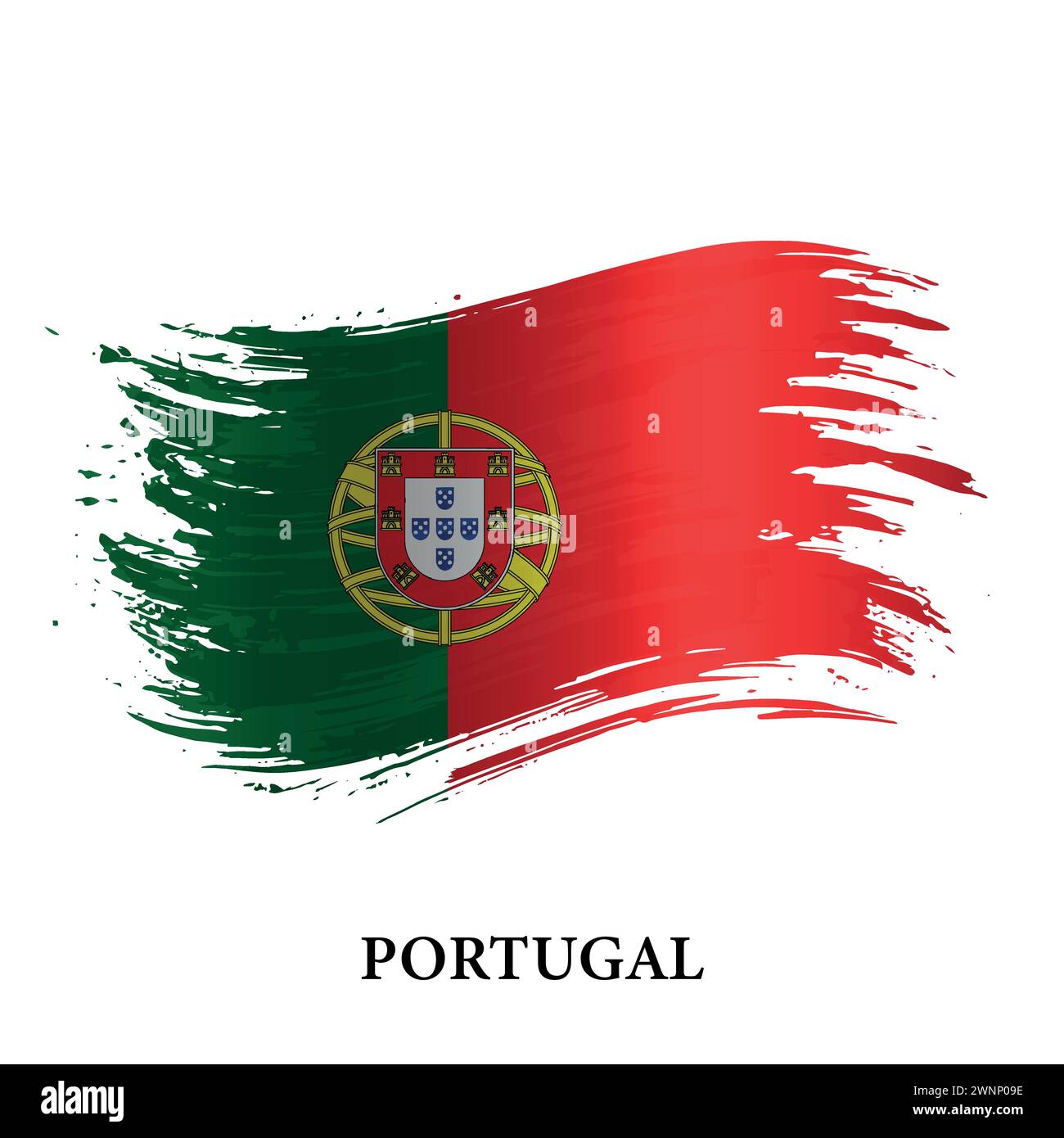 Grunge Flag Of Portugal Brush Stroke Vector Background Stock Vector