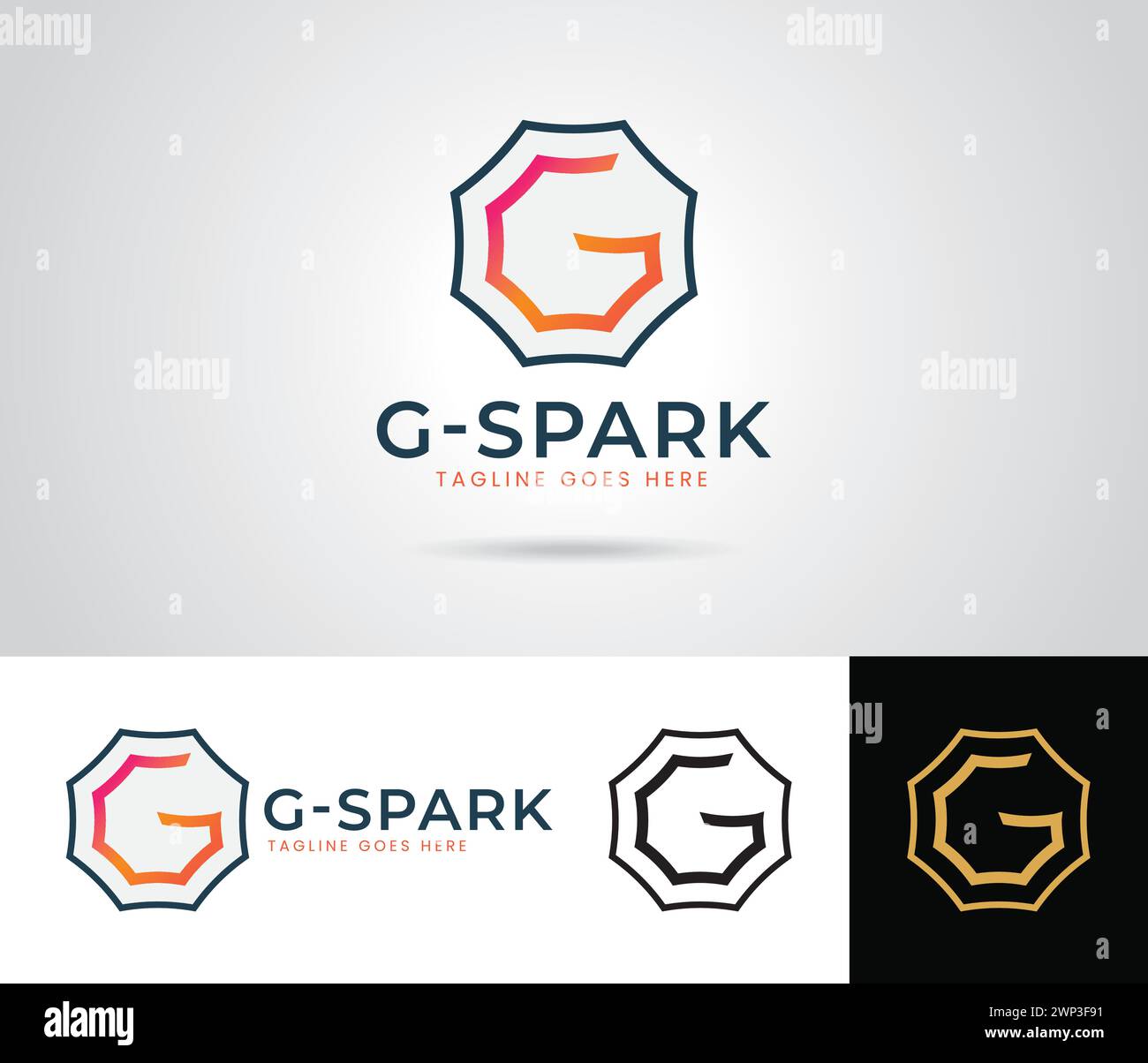 Letter G Logo Design With Black Orange And Golden Colors Business