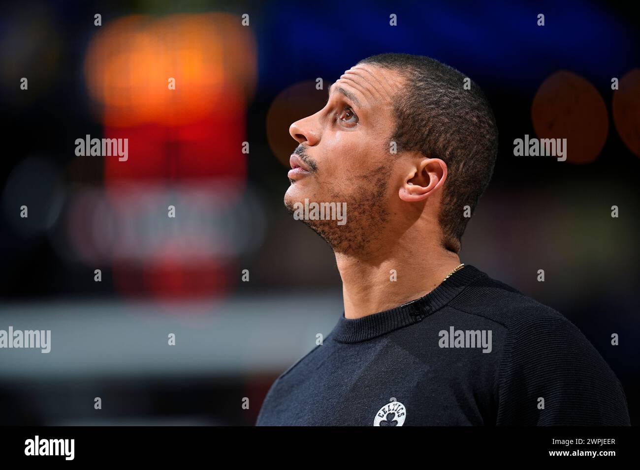 Boston Celtics Coach Joe Mazzulla Checks The Scoreboard After Asking