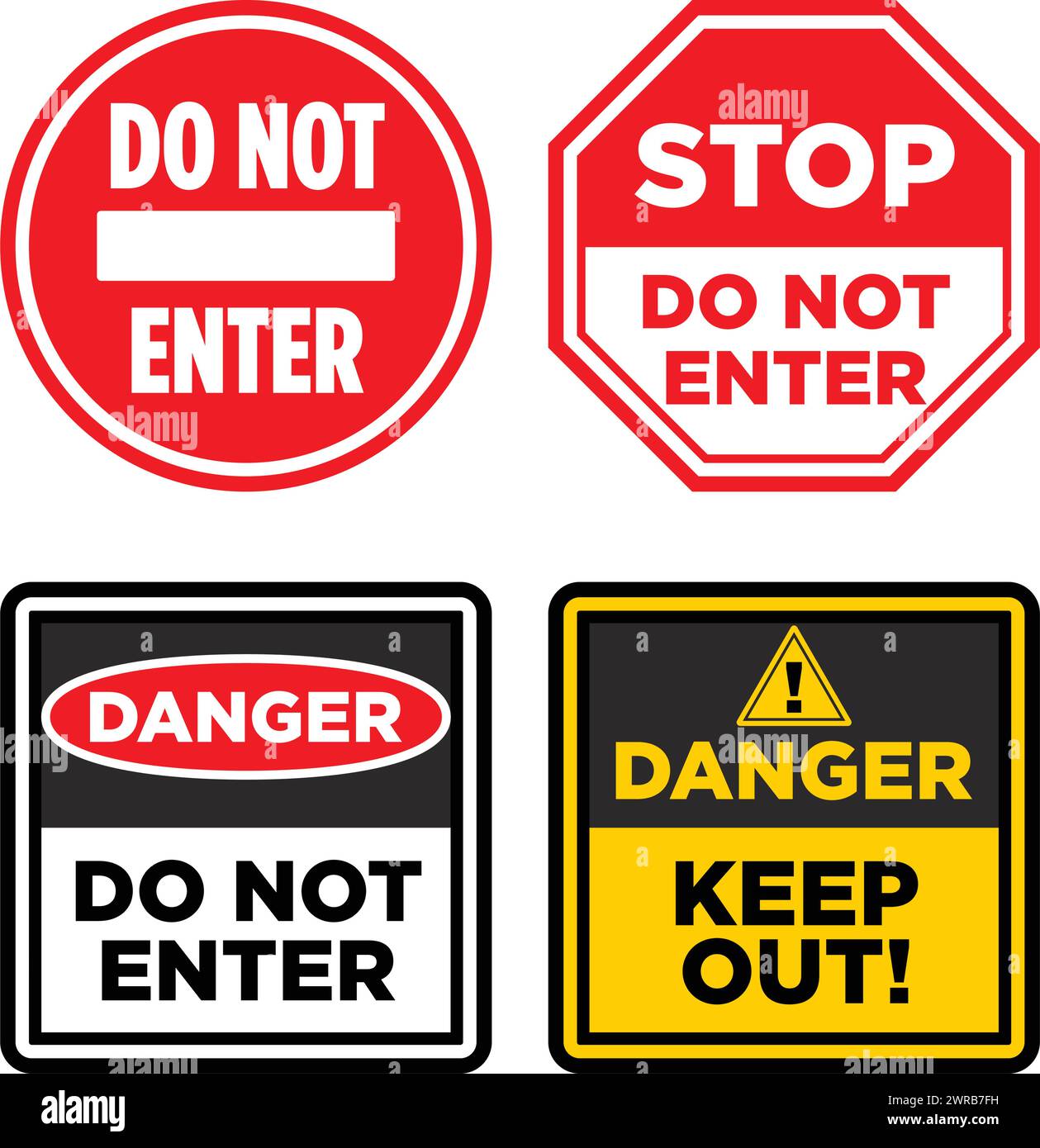 Set Of No Entry Signs Round Octagonal And Square Prohibitory Road