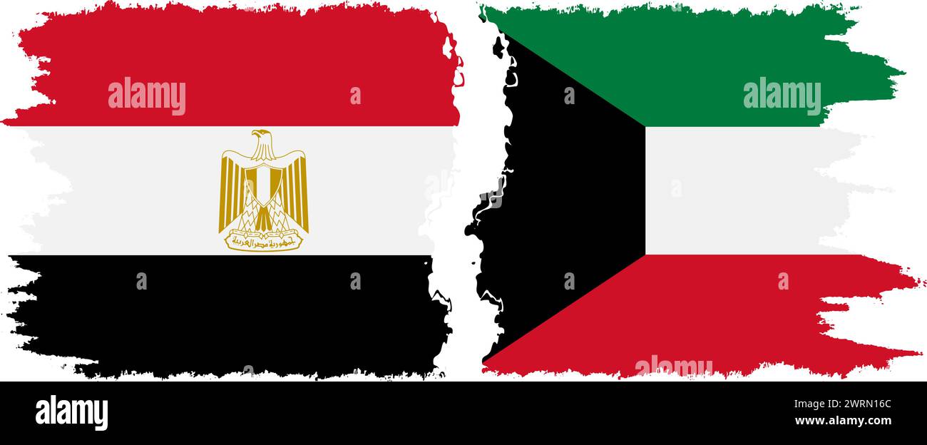 Kuwait And Egypt Grunge Flags Connection Vector Stock Vector Image