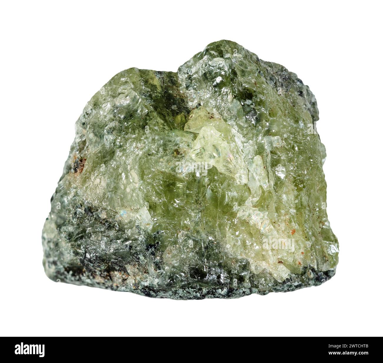 Specimen Of Natural Raw Sphene Rock Cutout On White Background Stock